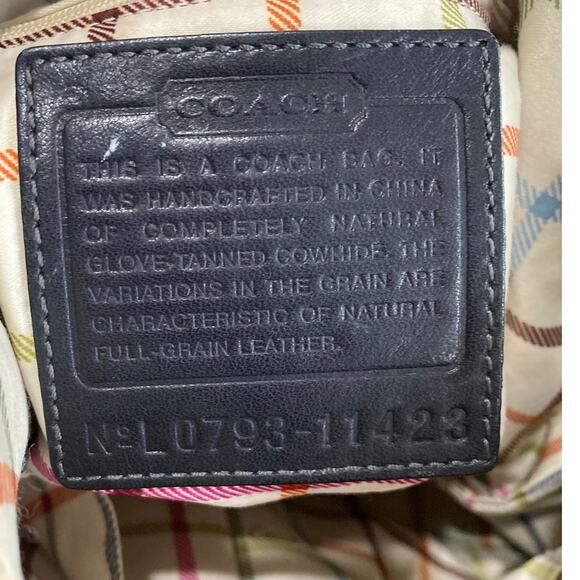 Coach Bleeker Tattersall Leather Duffle Bag Black Purse Vintage Shoulder Bag - Picture 7 of 8